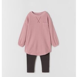 Zara Waffle Knit Tunic Dress and Pants Set, size 2-3 years